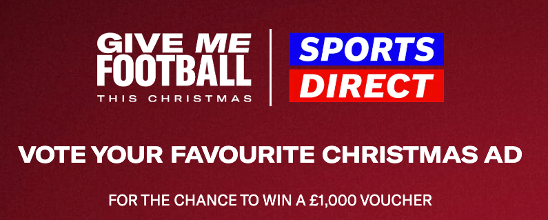 Win a £1,000 voucher from Sports Direct -Give me Football this Christmas Competition