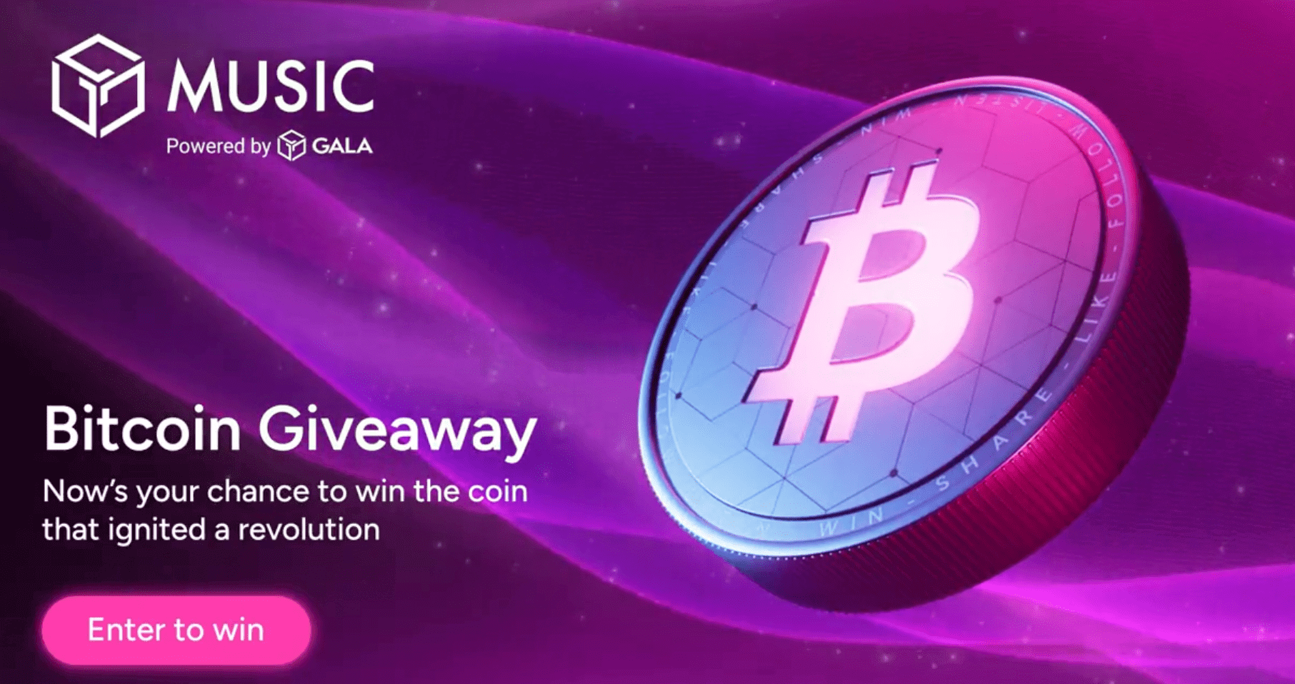 Win a free Bitcoin with Gala Music
