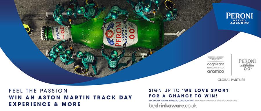 Win a track day with Aston Martin F1 team with Peroni
