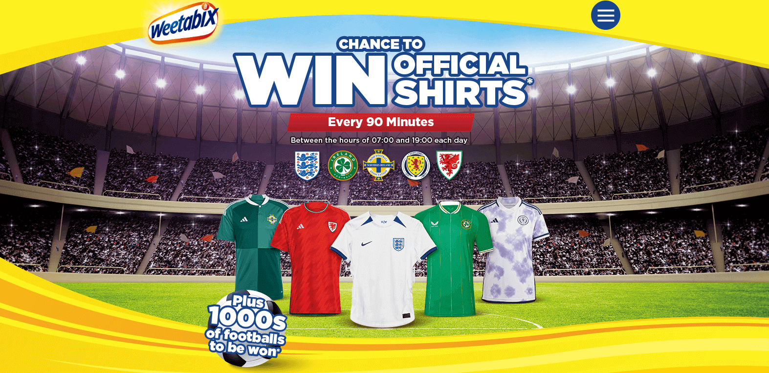 Win an official Home Nation Football Shirt with Weetabix