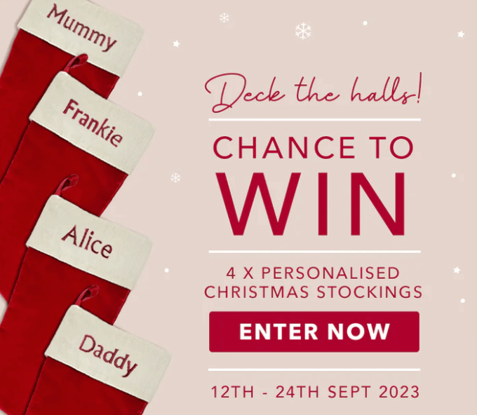 Win personalised Christmas Stockings with Babyblooms