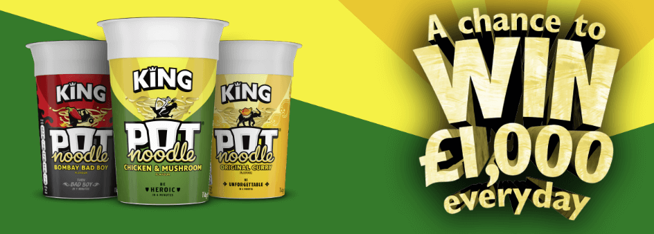 Win £1,000 cash everyday with Pot Noodle